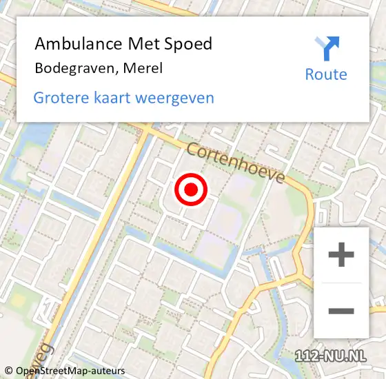 Locatie op kaart van de 112 melding: Ambulance Met Spoed Naar Bodegraven, Merel op 5 april 2016 11:32