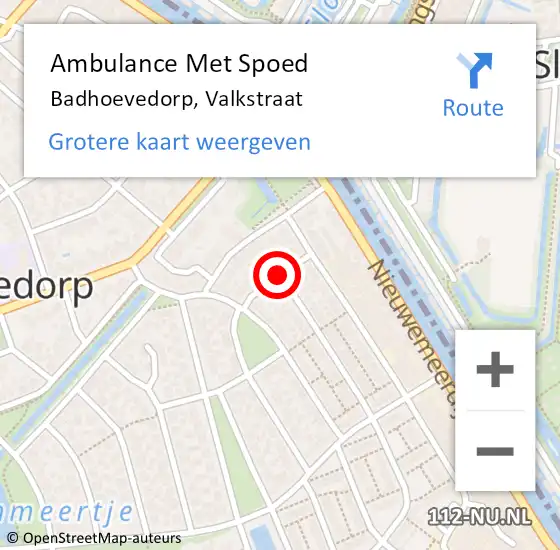 Locatie op kaart van de 112 melding: Ambulance Met Spoed Naar Badhoevedorp, Valkstraat op 5 april 2016 11:55