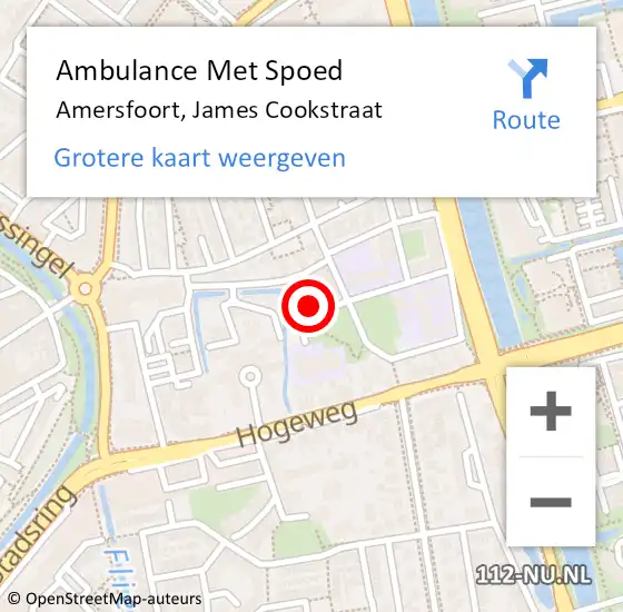 Locatie op kaart van de 112 melding: Ambulance Met Spoed Naar Amersfoort, James Cookstraat op 5 april 2016 11:56