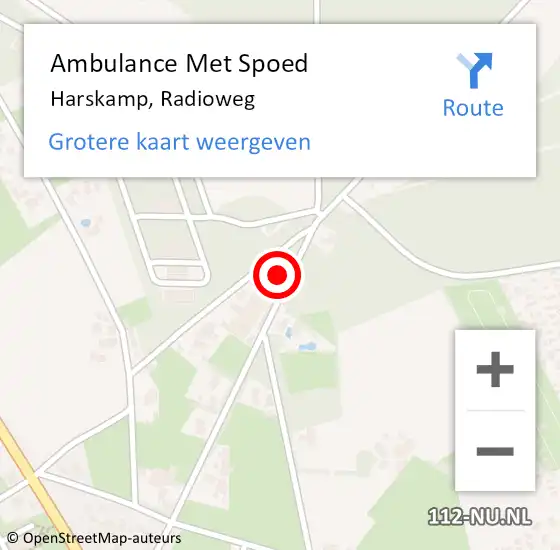 Locatie op kaart van de 112 melding: Ambulance Met Spoed Naar Harskamp, Radioweg op 5 april 2016 12:46