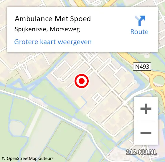 Locatie op kaart van de 112 melding: Ambulance Met Spoed Naar Spijkenisse, Morseweg op 5 april 2016 12:49