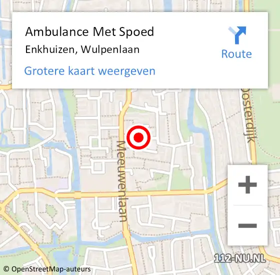 Locatie op kaart van de 112 melding: Ambulance Met Spoed Naar Enkhuizen, Wulpenlaan op 15 september 2013 17:30