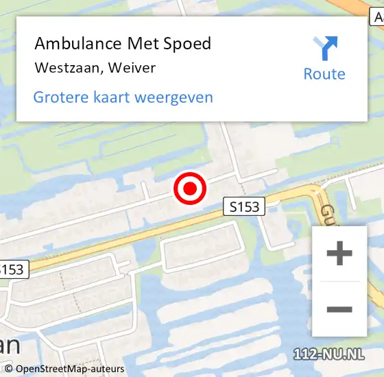 Locatie op kaart van de 112 melding: Ambulance Met Spoed Naar Westzaan, Weiver op 5 april 2016 13:02