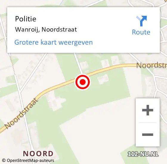 Locatie op kaart van de 112 melding: Politie Wanroij, Noordstraat op 5 april 2016 13:15