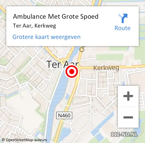 Locatie op kaart van de 112 melding: Ambulance Met Grote Spoed Naar Ter Aar, Kerkweg op 5 april 2016 13:33