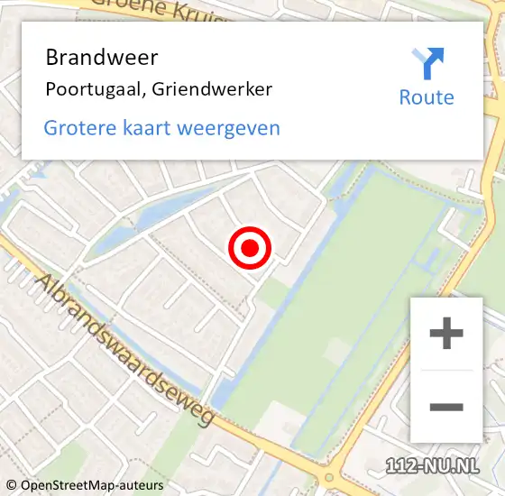 Locatie op kaart van de 112 melding: Brandweer Poortugaal, Griendwerker op 5 april 2016 13:38