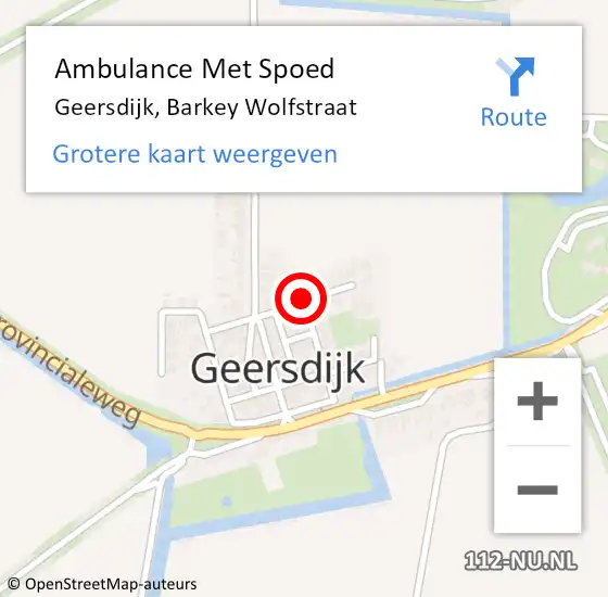 Locatie op kaart van de 112 melding: Ambulance Met Spoed Naar Geersdijk, Barkey Wolfstraat op 5 april 2016 14:19