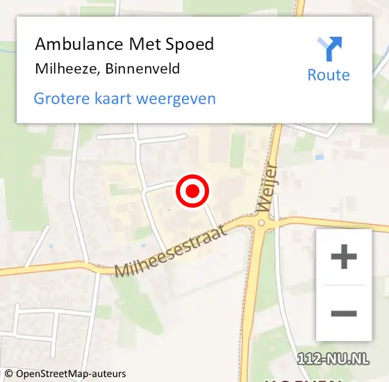 Locatie op kaart van de 112 melding: Ambulance Met Spoed Naar Milheeze, Binnenveld op 5 april 2016 14:29