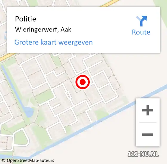 Locatie op kaart van de 112 melding: Politie Wieringerwerf, Aak op 5 april 2016 15:14