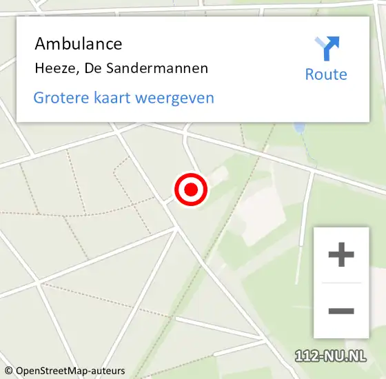 Locatie op kaart van de 112 melding: Ambulance Heeze, De Sandermannen op 5 april 2016 15:39