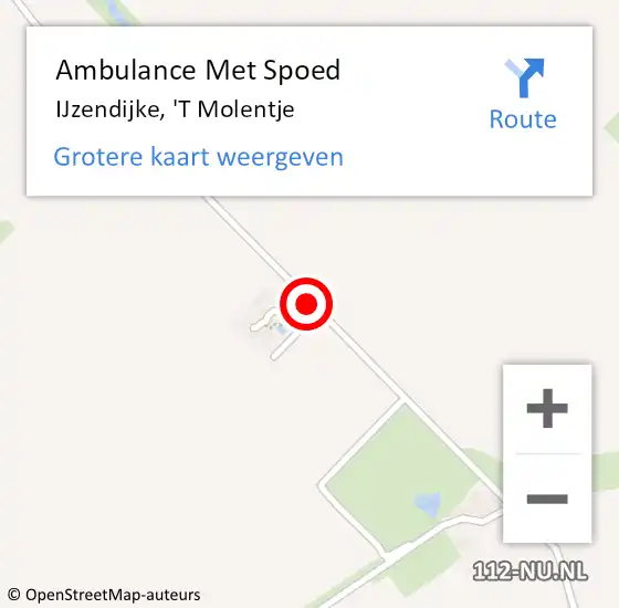 Locatie op kaart van de 112 melding: Ambulance Met Spoed Naar IJzendijke, 'T Molentje op 5 april 2016 16:09