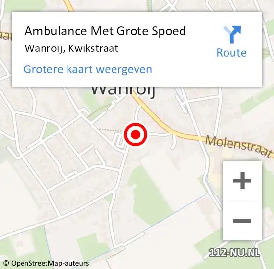 Locatie op kaart van de 112 melding: Ambulance Met Grote Spoed Naar Wanroij, Kwikstraat op 5 april 2016 17:04