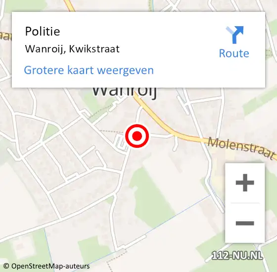 Locatie op kaart van de 112 melding: Politie Wanroij, Kwikstraat op 5 april 2016 17:06