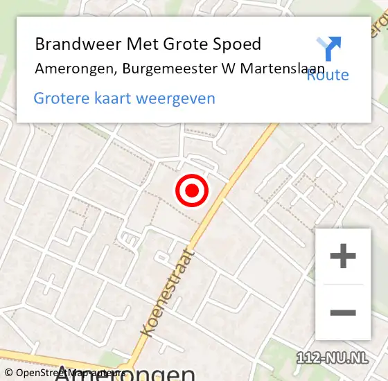 Locatie op kaart van de 112 melding: Brandweer Met Grote Spoed Naar Amerongen, Burgemeester W Martenslaan op 5 april 2016 18:09