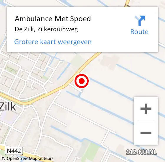 Locatie op kaart van de 112 melding: Ambulance Met Spoed Naar De Zilk, Zilkerduinweg op 5 april 2016 19:14