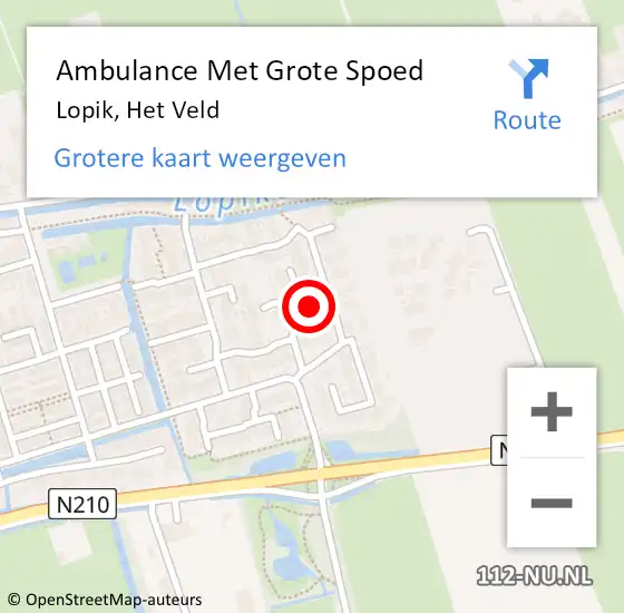 Locatie op kaart van de 112 melding: Ambulance Met Grote Spoed Naar Lopik, Het Veld op 5 april 2016 19:35