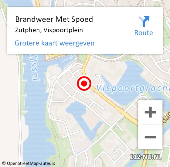 Locatie op kaart van de 112 melding: Brandweer Met Spoed Naar Zutphen, Vispoortplein op 5 april 2016 19:41