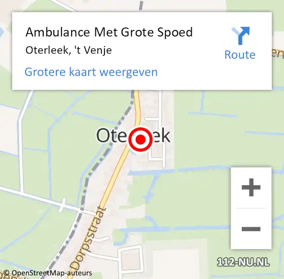 Locatie op kaart van de 112 melding: Ambulance Met Grote Spoed Naar Oterleek, 't Venje op 5 april 2016 20:19