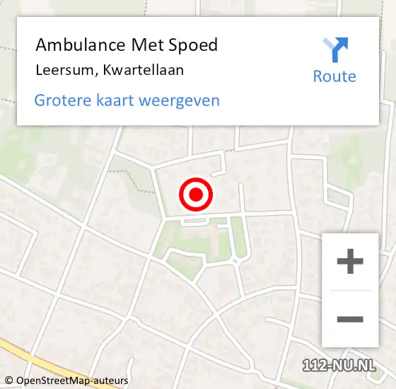 Locatie op kaart van de 112 melding: Ambulance Met Spoed Naar Leersum, Kwartellaan op 5 april 2016 20:23