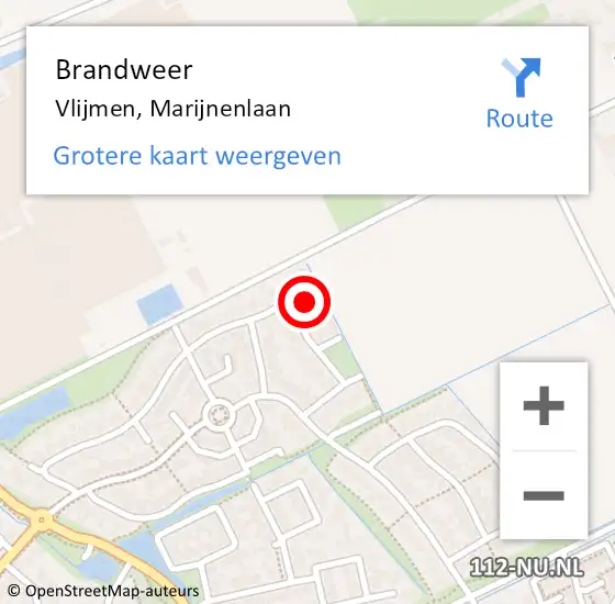 Locatie op kaart van de 112 melding: Brandweer Vlijmen, Marijnenlaan op 15 september 2013 17:38