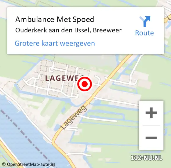 Locatie op kaart van de 112 melding: Ambulance Met Spoed Naar Ouderkerk aan den IJssel, Breeweer op 5 april 2016 22:30