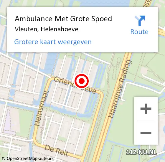 Locatie op kaart van de 112 melding: Ambulance Met Grote Spoed Naar Vleuten, Helenahoeve op 5 april 2016 22:41