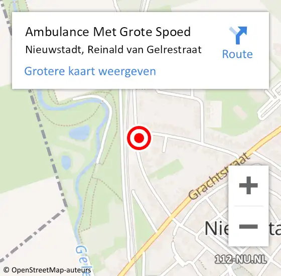 Locatie op kaart van de 112 melding: Ambulance Met Grote Spoed Naar Nieuwstadt, Reinald van Gelrestraat op 5 april 2016 23:22