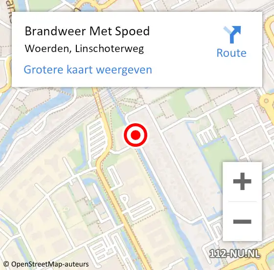 Locatie op kaart van de 112 melding: Brandweer Met Spoed Naar Woerden, Linschoterweg op 5 april 2016 23:56