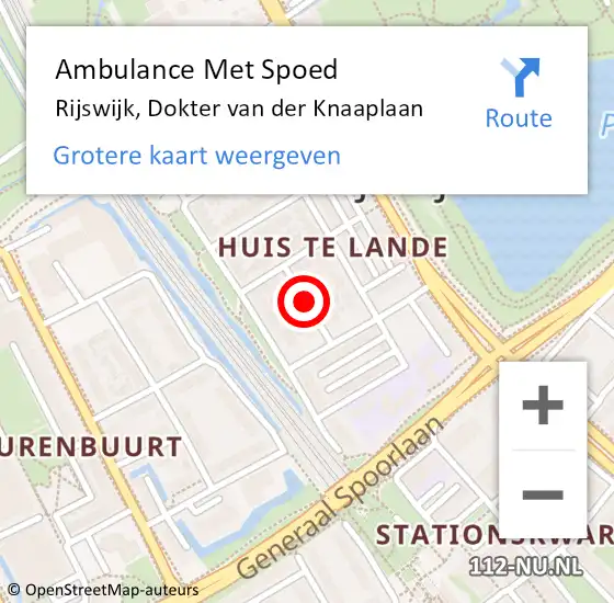 Locatie op kaart van de 112 melding: Ambulance Met Spoed Naar Rijswijk, Dokter van der Knaaplaan op 6 april 2016 00:29