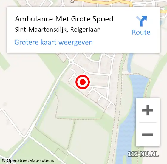 Locatie op kaart van de 112 melding: Ambulance Met Grote Spoed Naar Sint-Maartensdijk, Reigerlaan op 6 april 2016 01:15