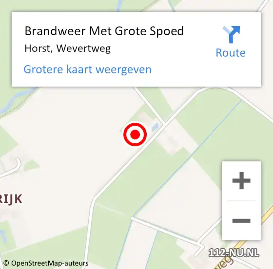 Locatie op kaart van de 112 melding: Brandweer Met Grote Spoed Naar Horst, Wevertweg op 6 april 2016 01:44