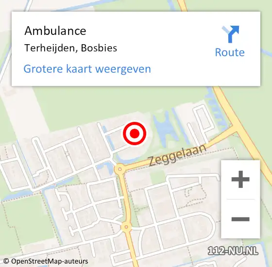 Locatie op kaart van de 112 melding: Ambulance Terheijden, Bosbies op 6 april 2016 02:22