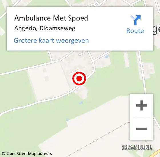 Locatie op kaart van de 112 melding: Ambulance Met Spoed Naar Angerlo, Didamseweg op 6 april 2016 04:51