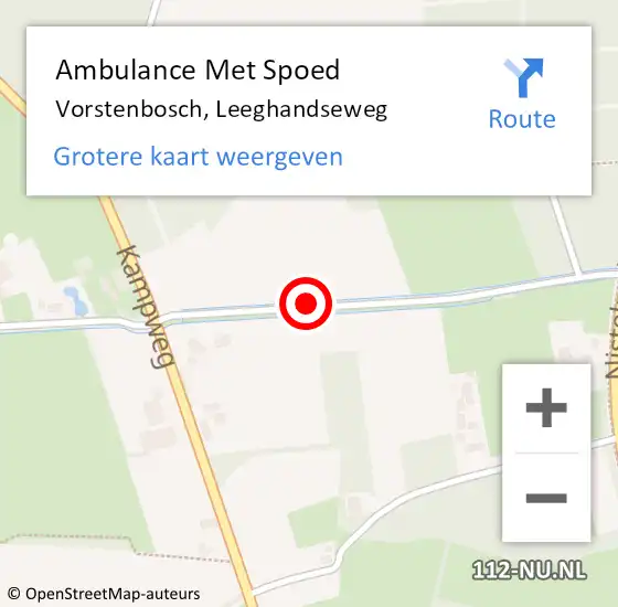 Locatie op kaart van de 112 melding: Ambulance Met Spoed Naar Vorstenbosch, Leeghandseweg op 6 april 2016 07:07