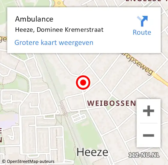 Locatie op kaart van de 112 melding: Ambulance Heeze, Dominee Kremerstraat op 6 april 2016 08:05