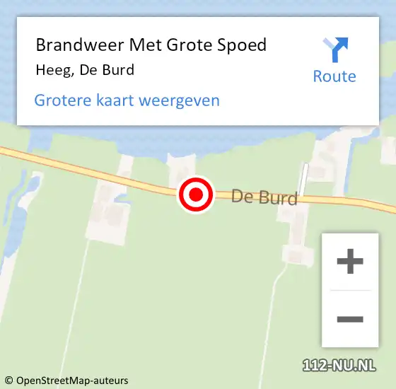 Locatie op kaart van de 112 melding: Brandweer Met Grote Spoed Naar Heeg, De Burd op 11 december 2013 07:44