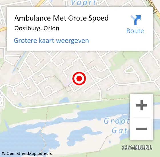 Locatie op kaart van de 112 melding: Ambulance Met Grote Spoed Naar Oostburg, Orion op 6 april 2016 08:17