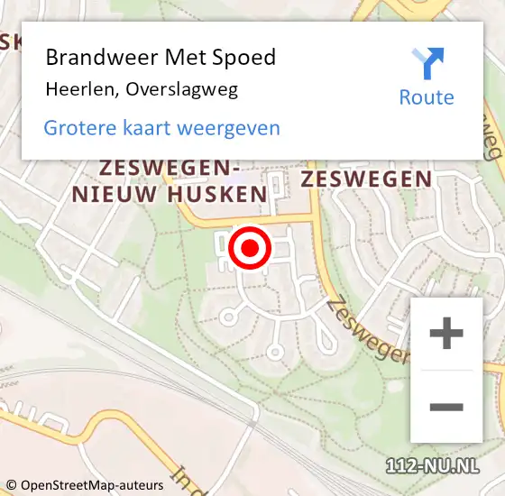 Locatie op kaart van de 112 melding: Brandweer Met Spoed Naar Heerlen, Overslagweg op 6 april 2016 09:26