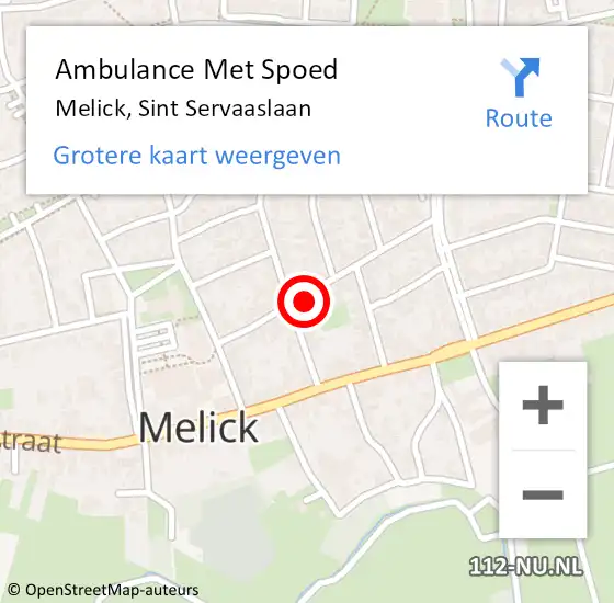 Locatie op kaart van de 112 melding: Ambulance Met Spoed Naar Melick, Sint Servaaslaan op 6 april 2016 09:44