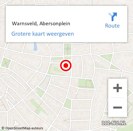 Locatie op kaart van de 112 melding:  Warnsveld, Abersonplein op 6 april 2016 10:19