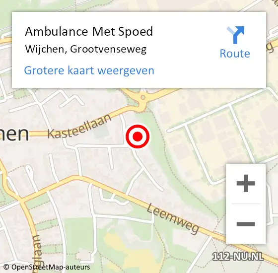 Locatie op kaart van de 112 melding: Ambulance Met Spoed Naar Wijchen, Grootvenseweg op 6 april 2016 10:49