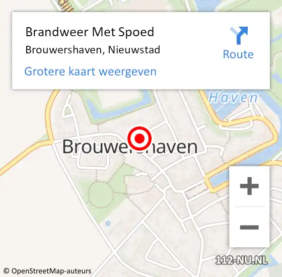 Locatie op kaart van de 112 melding: Brandweer Met Spoed Naar Brouwershaven, Nieuwstad op 6 april 2016 11:36