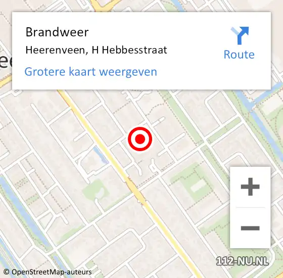 Locatie op kaart van de 112 melding: Brandweer Heerenveen, H Hebbesstraat op 6 april 2016 11:49