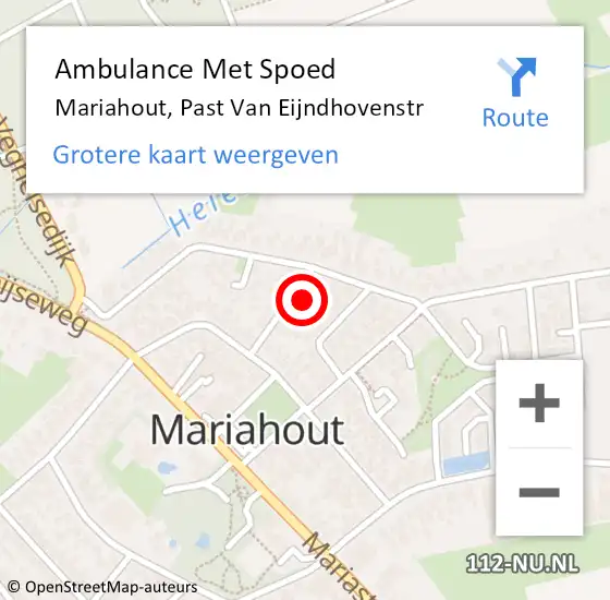 Locatie op kaart van de 112 melding: Ambulance Met Spoed Naar Mariahout, Past Van Eijndhovenstr op 6 april 2016 11:56