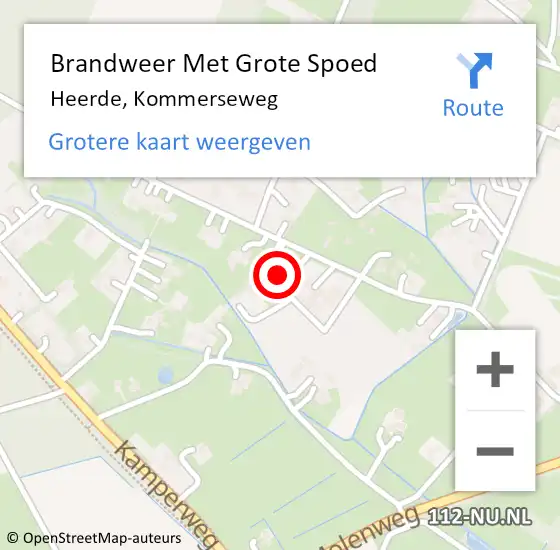 Locatie op kaart van de 112 melding: Brandweer Met Grote Spoed Naar Heerde, Kommerseweg op 6 april 2016 12:45