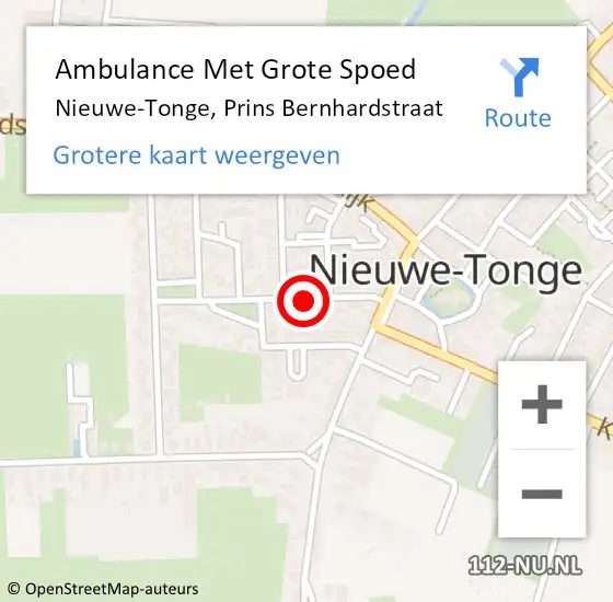 Locatie op kaart van de 112 melding: Ambulance Met Grote Spoed Naar Nieuwe-Tonge, Prins Bernhardstraat op 6 april 2016 13:34