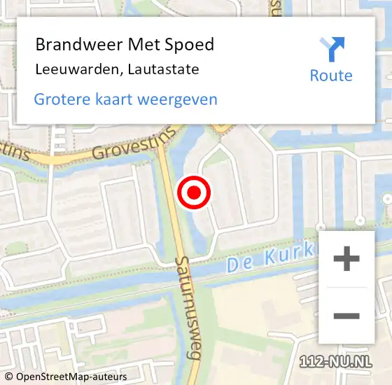 Locatie op kaart van de 112 melding: Brandweer Met Spoed Naar Leeuwarden, Lautastate op 6 april 2016 13:57