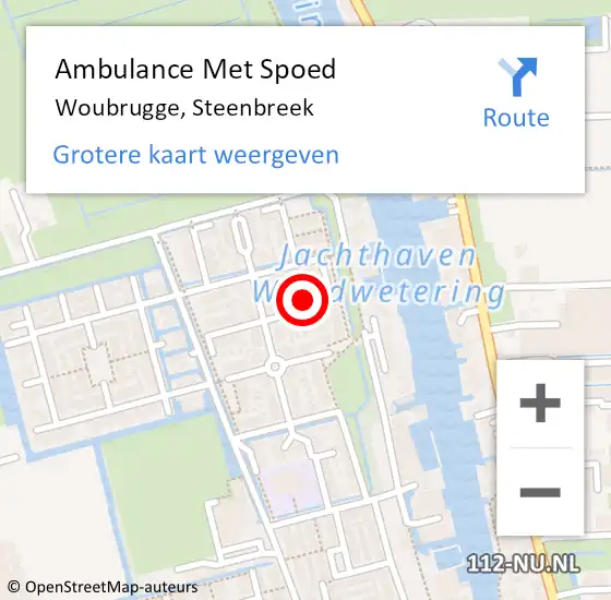Locatie op kaart van de 112 melding: Ambulance Met Spoed Naar Woubrugge, Steenbreek op 6 april 2016 15:15