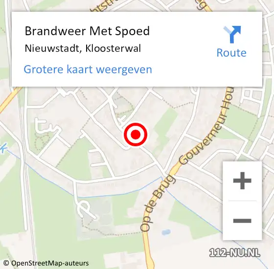 Locatie op kaart van de 112 melding: Brandweer Met Spoed Naar Nieuwstadt, Kloosterwal op 6 april 2016 15:46