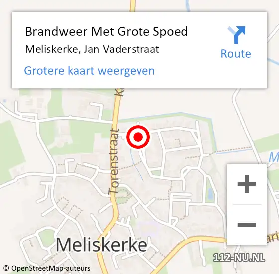 Locatie op kaart van de 112 melding: Brandweer Met Grote Spoed Naar Meliskerke, Jan Vaderstraat op 6 april 2016 15:59